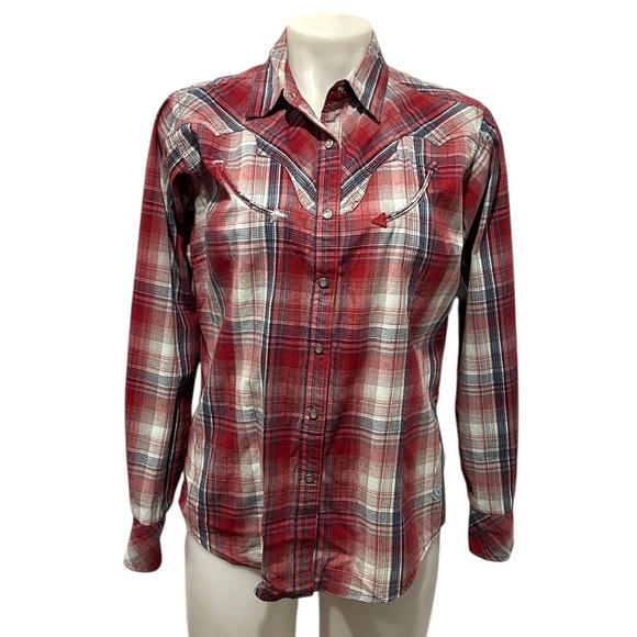 Ariat women’s plaid pearl snap button down western shirt size Medium - Picture 1 of 12